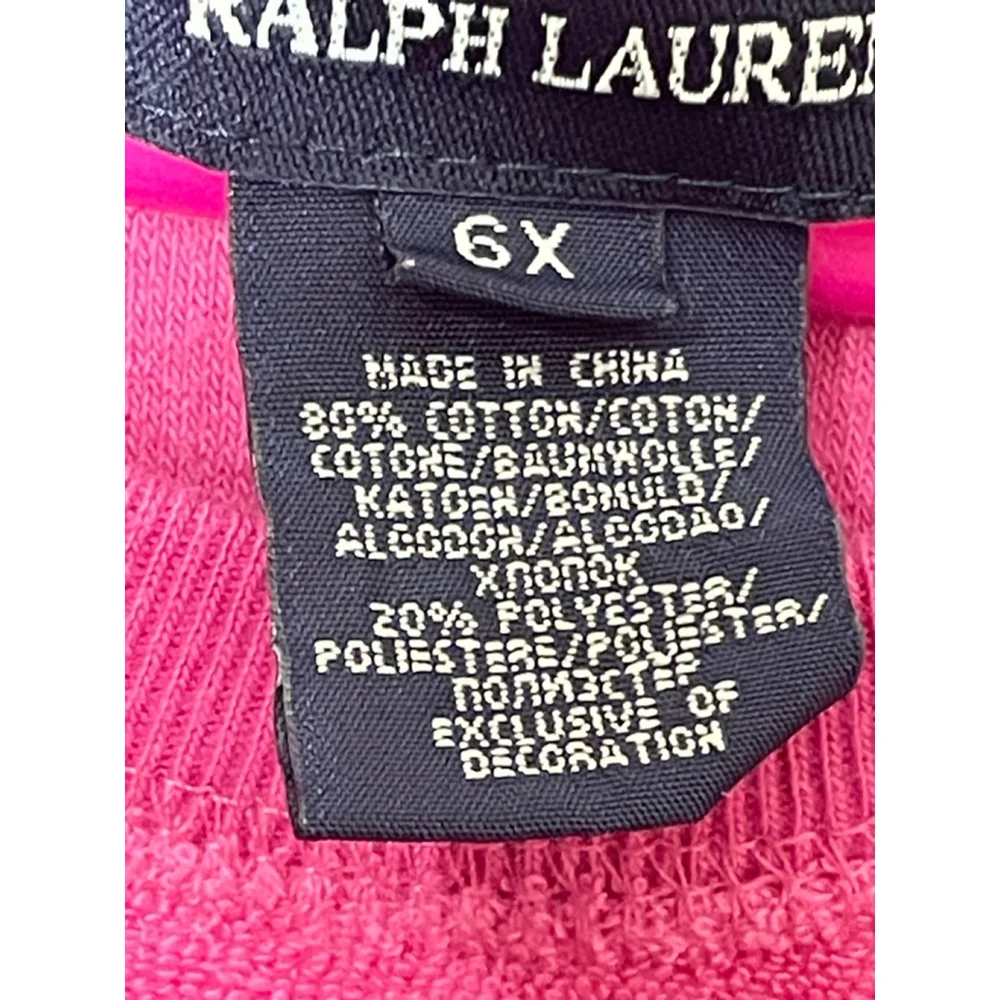 Girls Ralph Lauren Pink Terry Cloth Hooded Casual Dress 6X